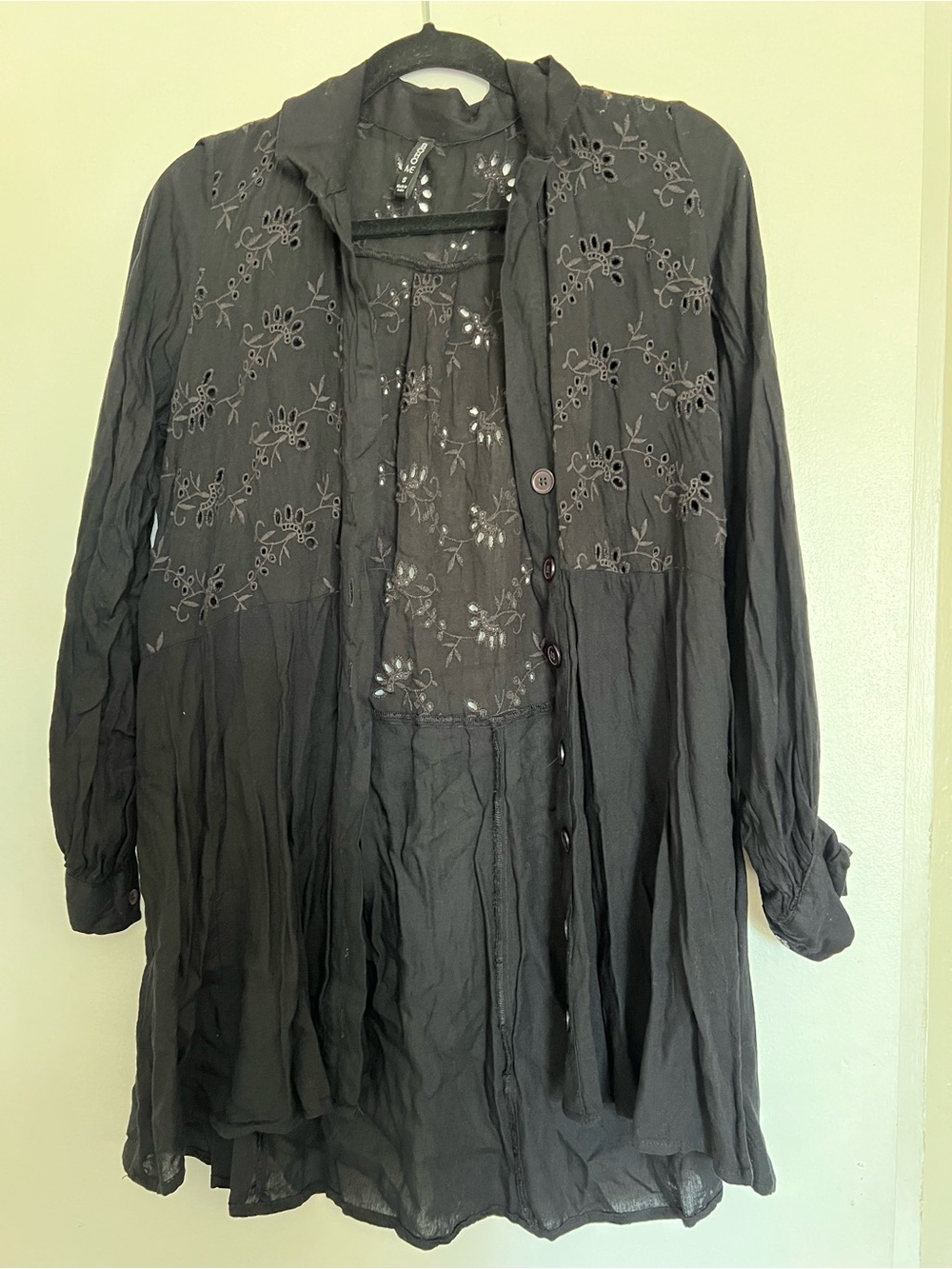Black Embroidered Sheer Women's Swim Coverup